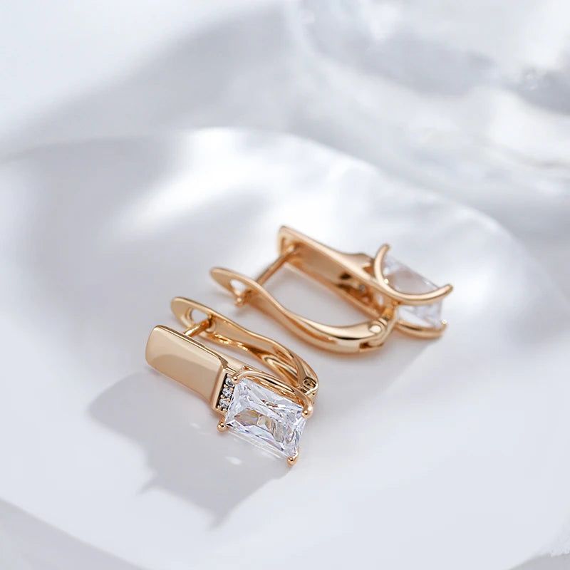 Graceful Rose Gold Square Zircon Drop Earrings - High Quality Fashion Jewelry