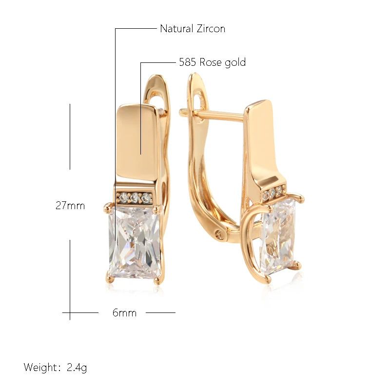 Graceful Rose Gold Square Zircon Drop Earrings - High Quality Fashion Jewelry