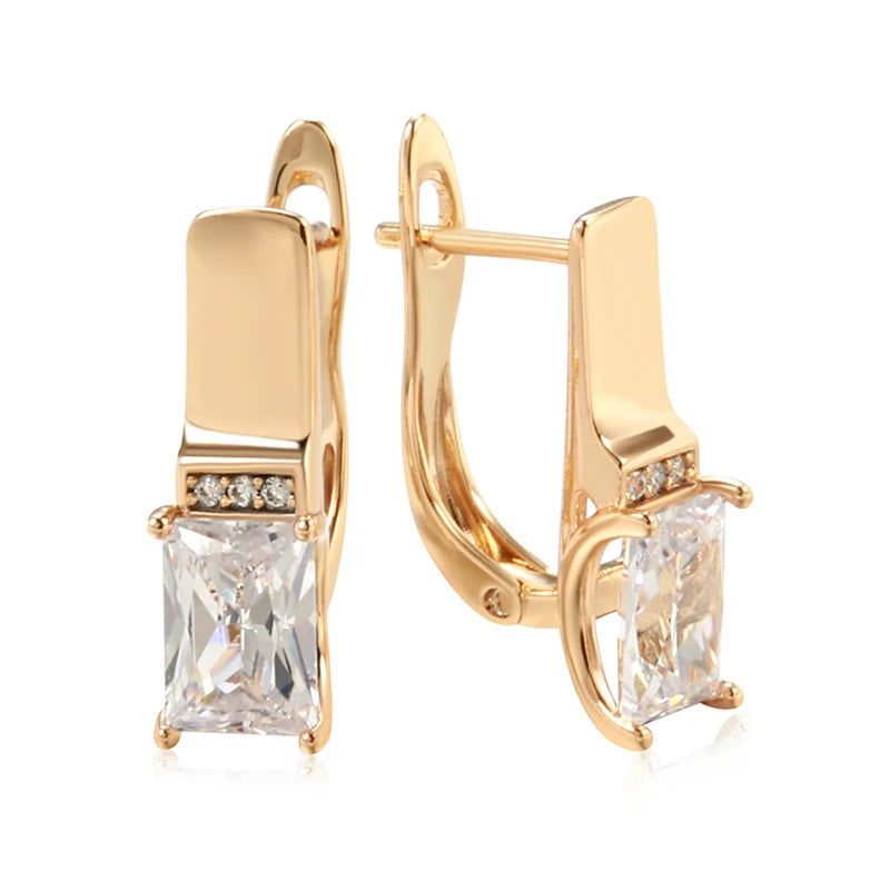 Graceful Rose Gold Square Zircon Drop Earrings - High Quality Fashion Jewelry