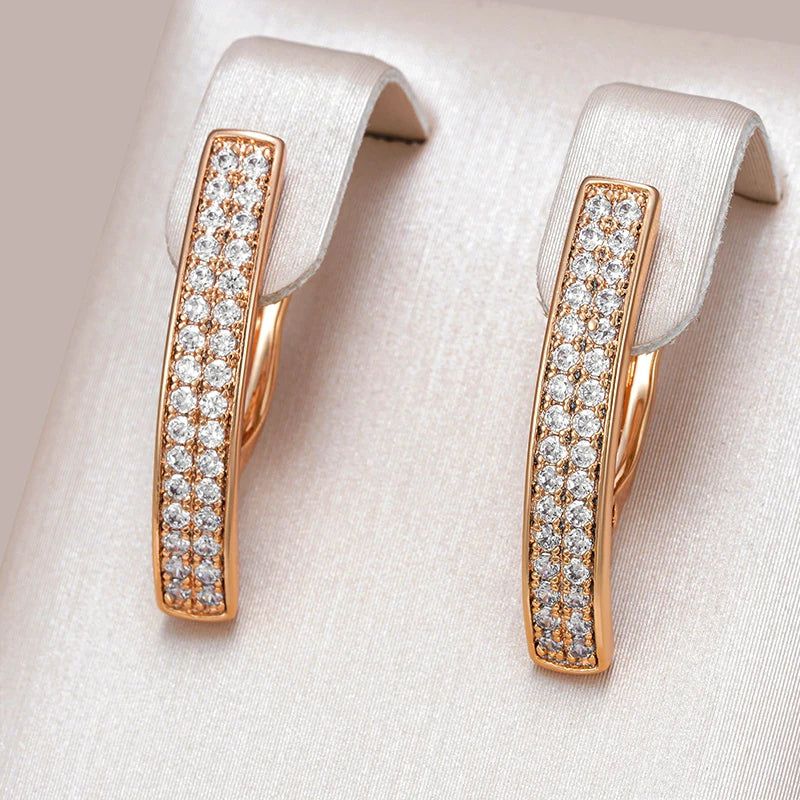 Graceful Rose Gold Square Zircon Earrings - High-Quality Fashion Jewelry