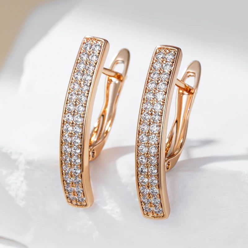 Graceful Rose Gold Square Zircon Earrings - High-Quality Fashion Jewelry