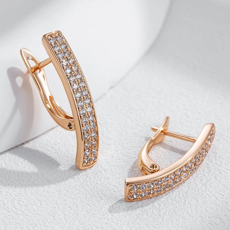 Graceful Rose Gold Square Zircon Earrings - High-Quality Fashion Jewelry