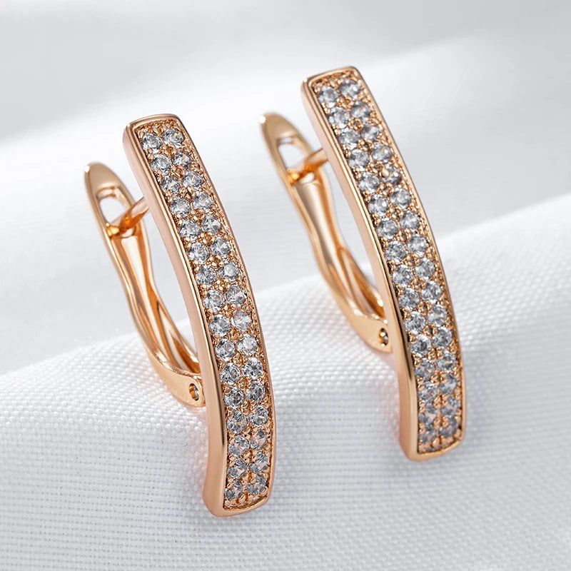 Graceful Rose Gold Square Zircon Earrings - High-Quality Fashion Jewelry