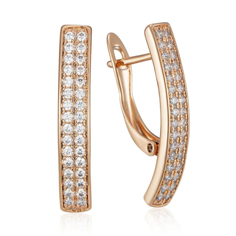 Graceful Rose Gold Square Zircon Earrings - High-Quality Fashion Jewelry