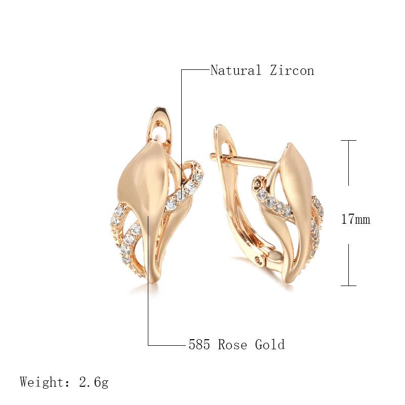 Graceful Rose Gold Symmetrical Zircon Dangle Earrings for Fashion Enthusiasts