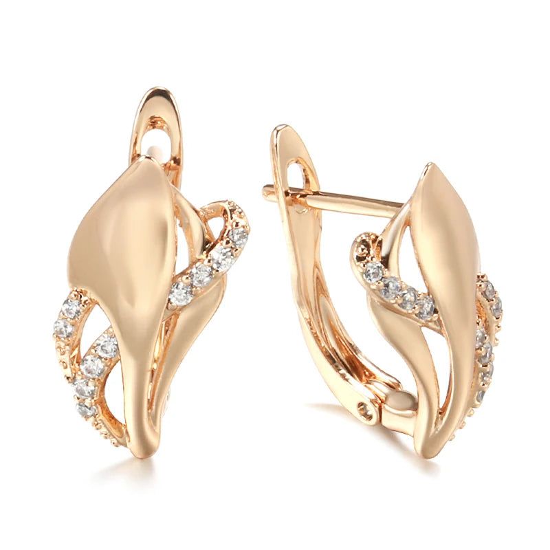 Graceful Rose Gold Symmetrical Zircon Dangle Earrings for Fashion Enthusiasts