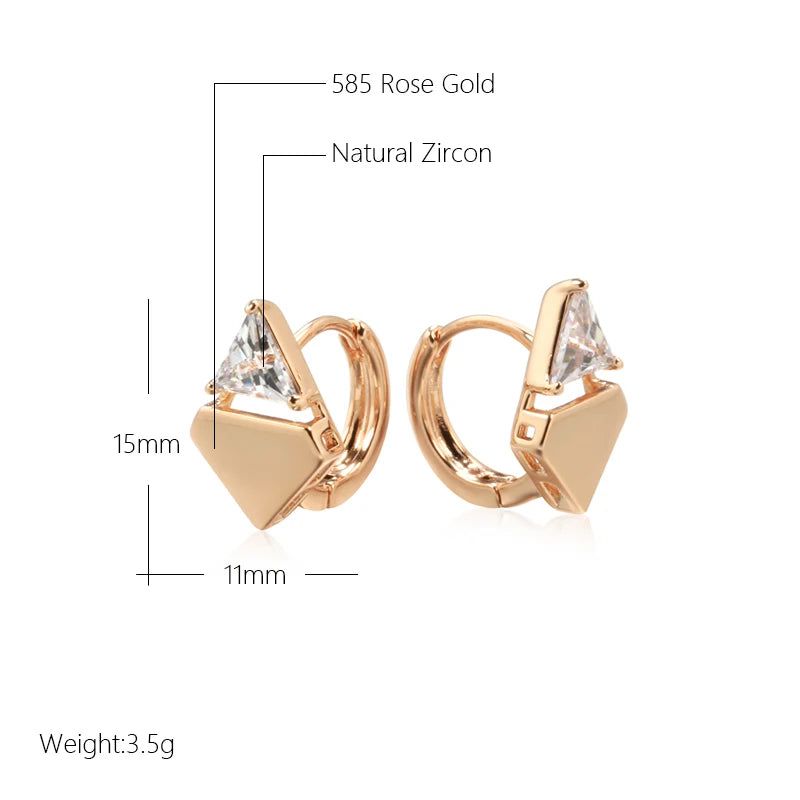 Graceful Rose Gold Triangle Drop Earrings with Natural Zircon Accents