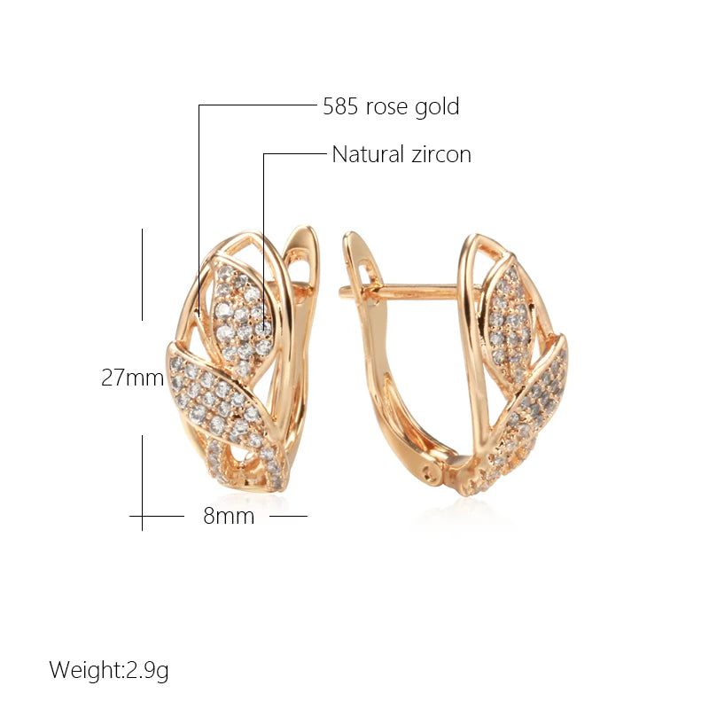 Graceful Rose Gold Vintage Flower Drop Earrings with Natural Zircon Crystals