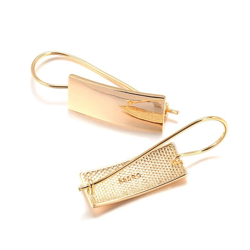 Graceful Rose Gold Vintage Long Square Dangle Earrings with Glossy Finish