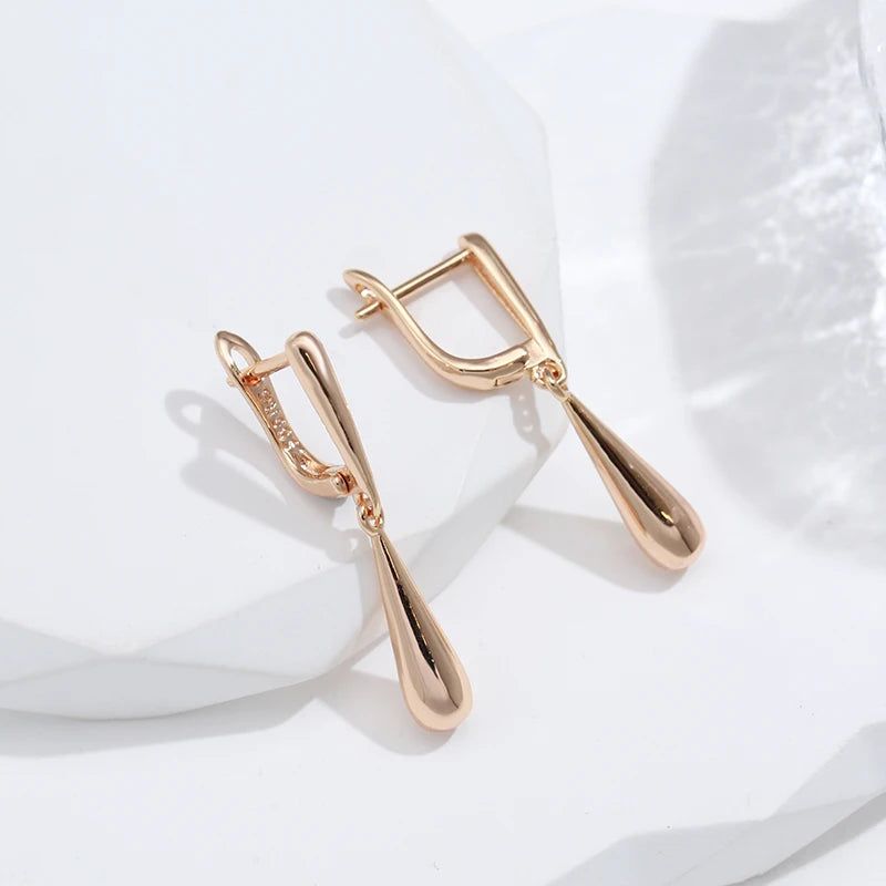 Graceful Rose Gold Water Drop Dangle Earrings - High-Quality Fashion Jewelry