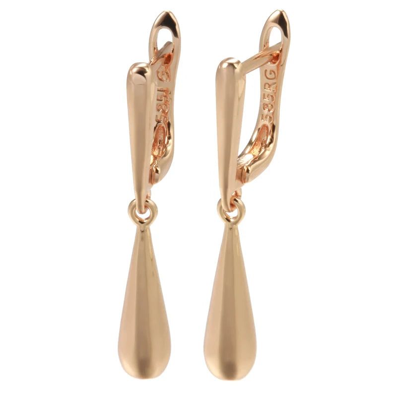 Graceful Rose Gold Water Drop Dangle Earrings - High-Quality Fashion Jewelry