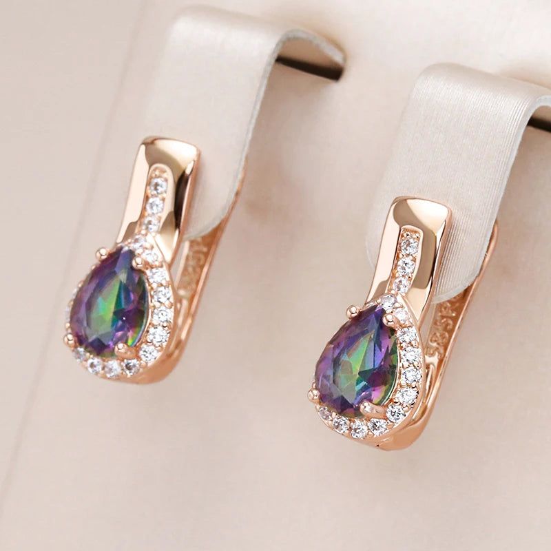 Graceful Rose Gold Water Drop Zircon Earrings - Fashionable Jewelry Accessories