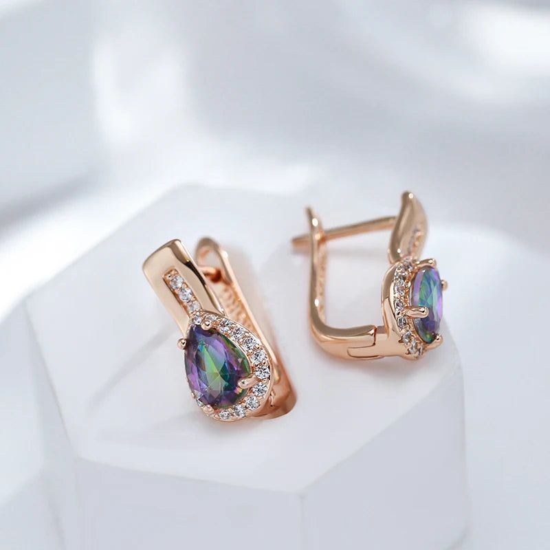 Graceful Rose Gold Water Drop Zircon Earrings - Fashionable Jewelry Accessories