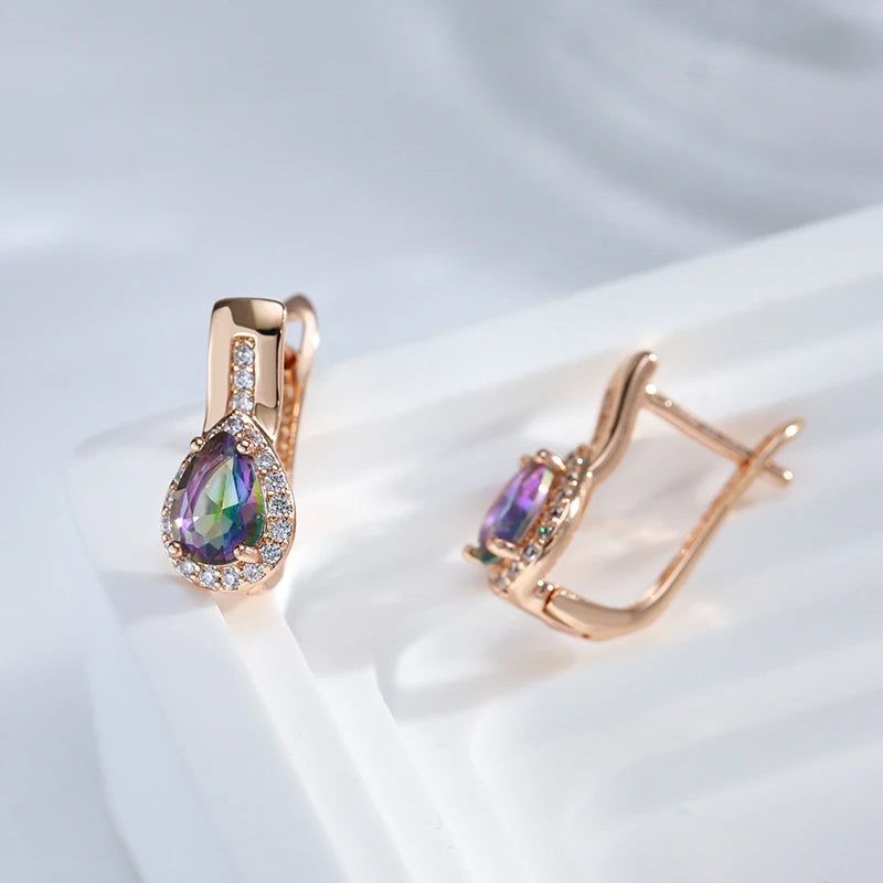 Graceful Rose Gold Water Drop Zircon Earrings - Fashionable Jewelry Accessories