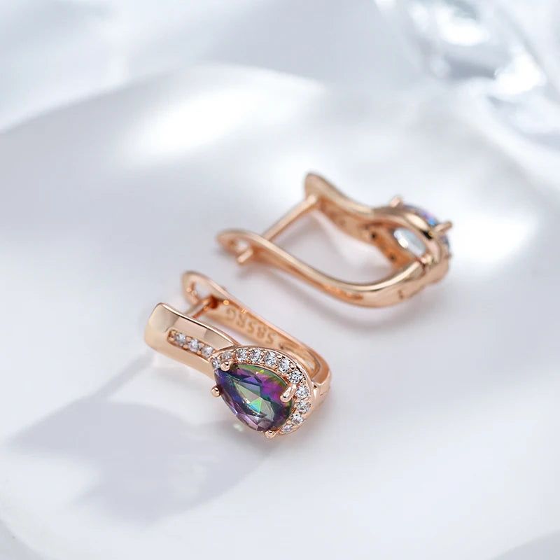 Graceful Rose Gold Water Drop Zircon Earrings - Fashionable Jewelry Accessories