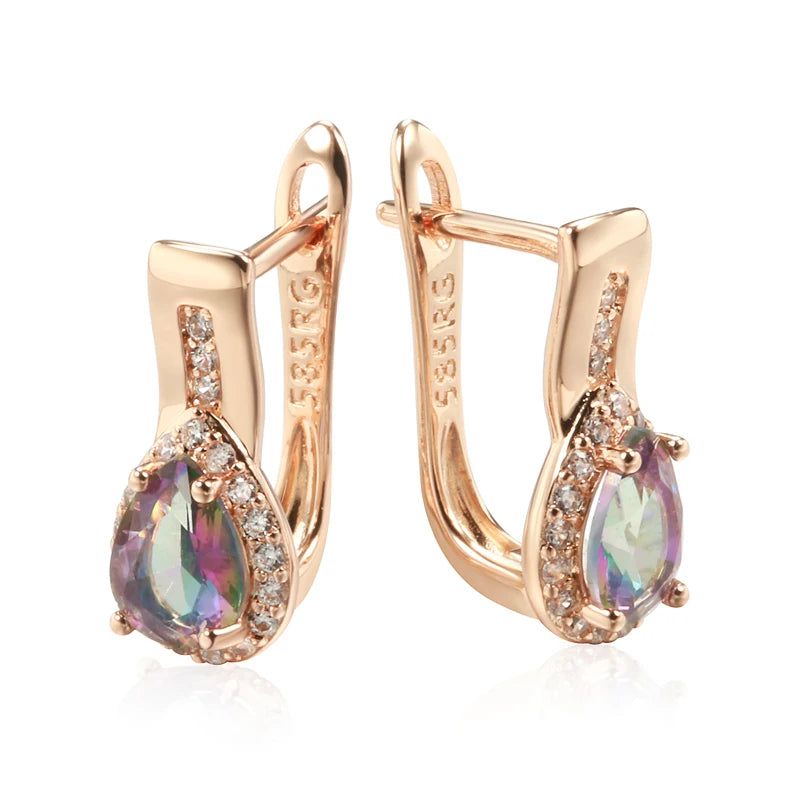 Graceful Rose Gold Water Drop Zircon Earrings - Fashionable Jewelry Accessories