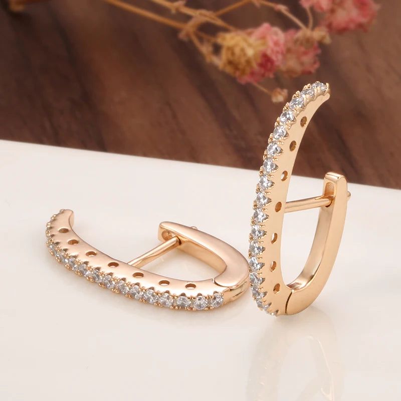 Graceful Rose Gold Zircon Drop Earrings for Fashionable Occasions