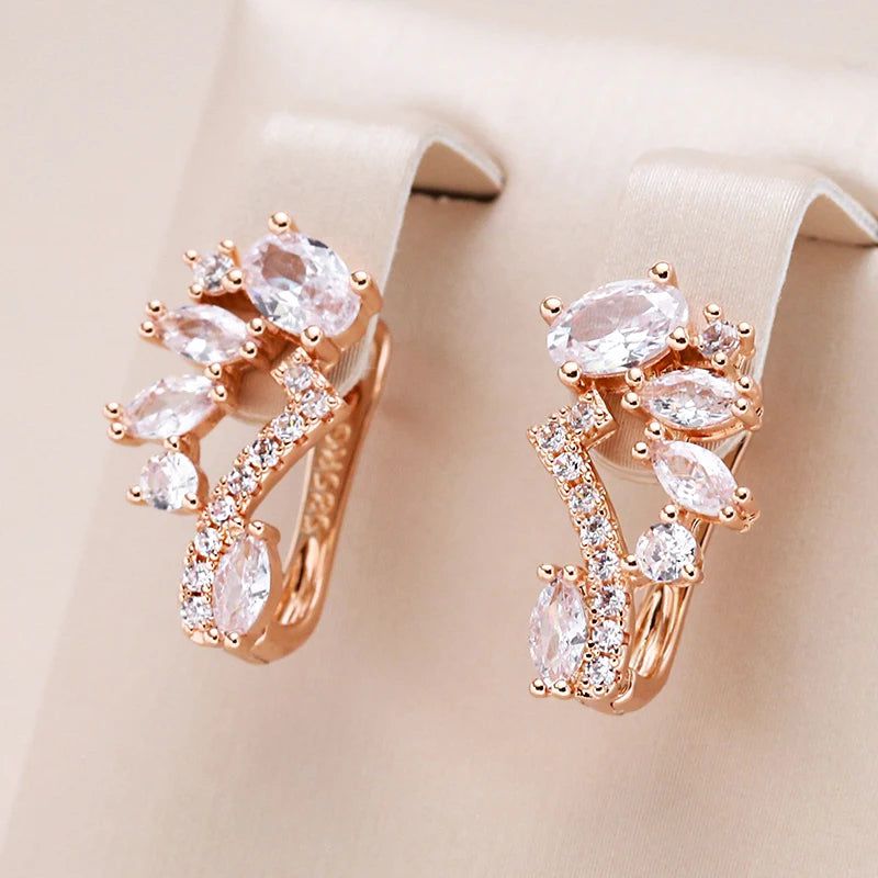 Graceful Rose Gold Zircon Drop Earrings for Trendy Fashion