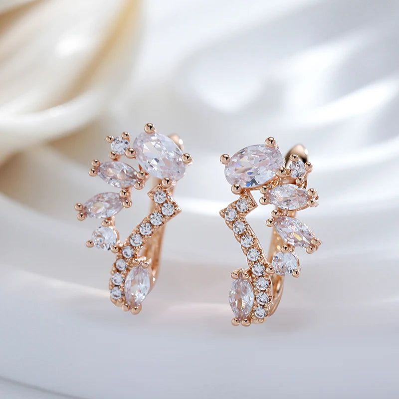 Graceful Rose Gold Zircon Drop Earrings for Trendy Fashion