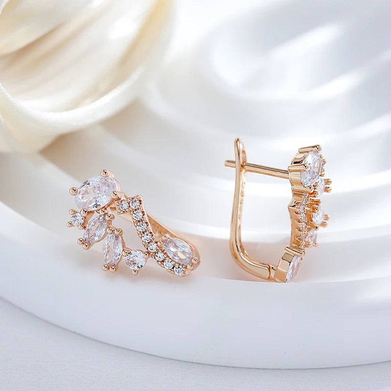 Graceful Rose Gold Zircon Drop Earrings for Trendy Fashion