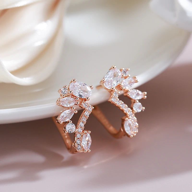 Graceful Rose Gold Zircon Drop Earrings for Trendy Fashion