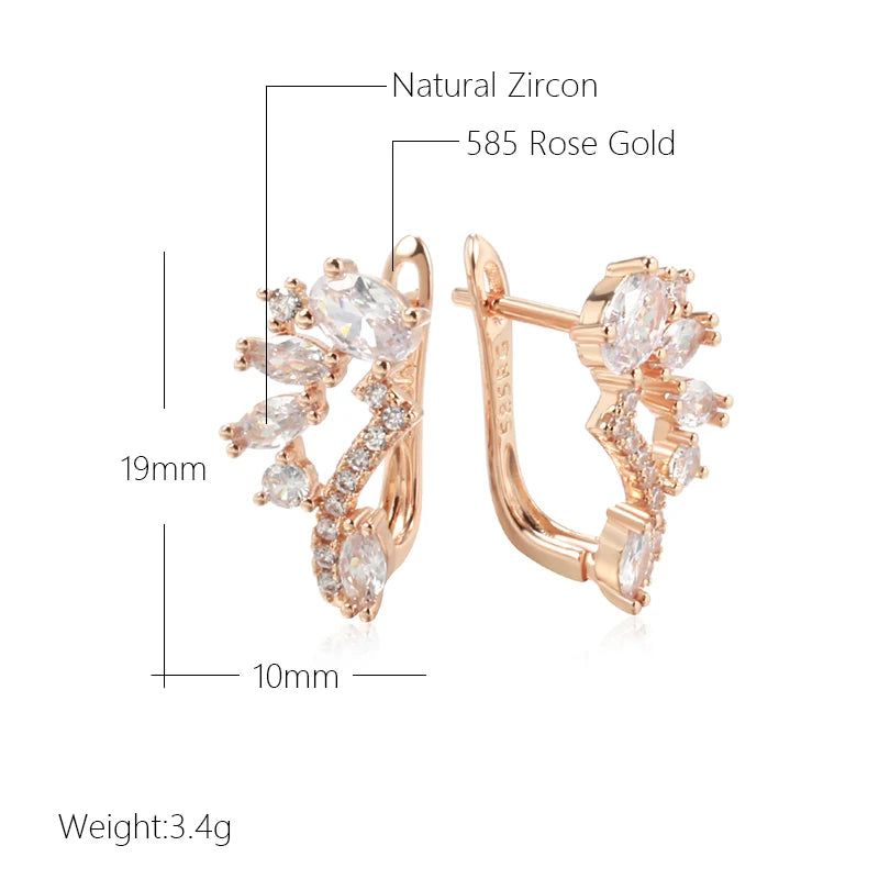 Graceful Rose Gold Zircon Drop Earrings for Trendy Fashion