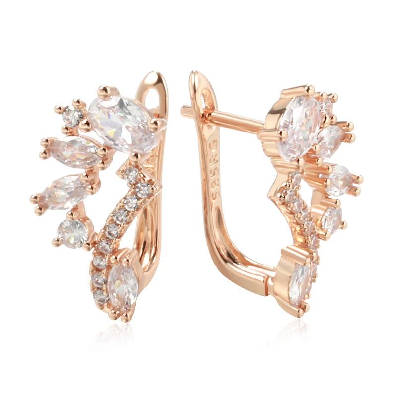 Graceful Rose Gold Zircon Drop Earrings for Trendy Fashion