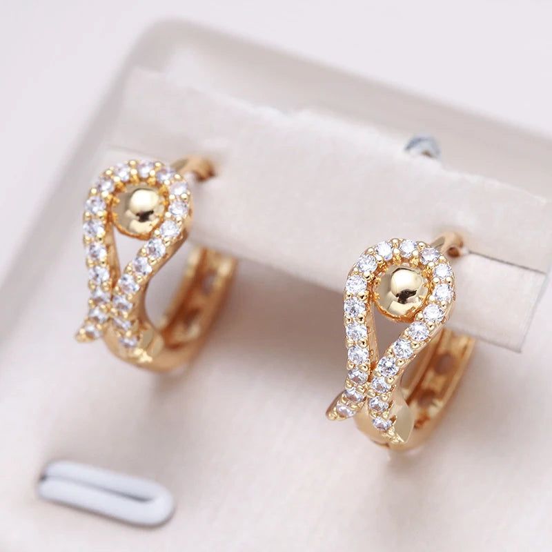 Graceful Rose Gold Zircon Stud Earrings - Chic and Versatile Jewelry