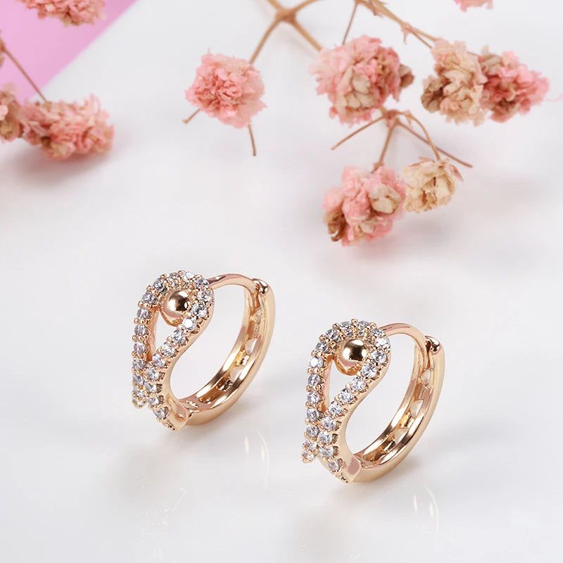 Graceful Rose Gold Zircon Stud Earrings - Chic and Versatile Jewelry