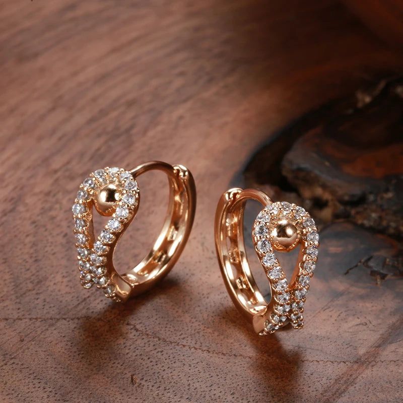 Graceful Rose Gold Zircon Stud Earrings - Chic and Versatile Jewelry