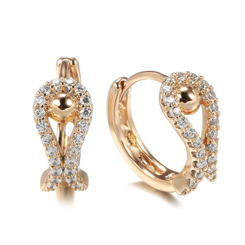 Graceful Rose Gold Zircon Stud Earrings - Chic and Versatile Jewelry