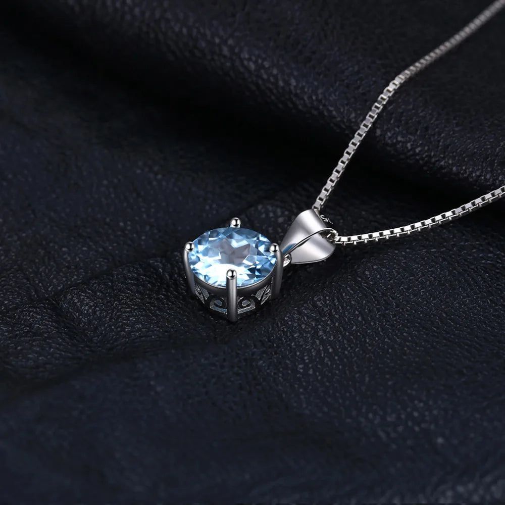 Sophisticated 2.4ct Natural Blue Topaz Pendant in 925 Sterling Silver (Chain Not Included)