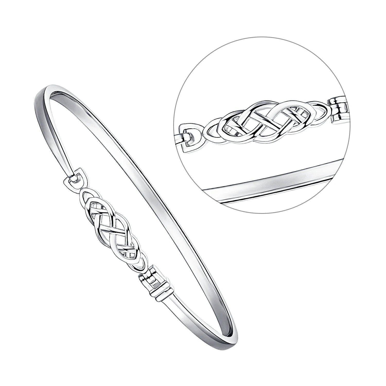 Celtic Elegance: Vintage 925 Sterling Silver Knot Bangle Bracelet for Women