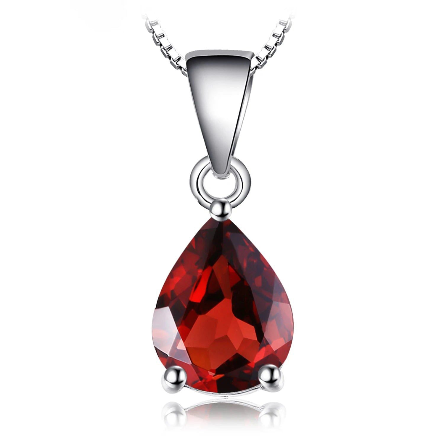 Sophisticated 2.2ct Pear Natural Garnet 925 Sterling Silver Pendant - Gemstone Choker (Pendant Only)