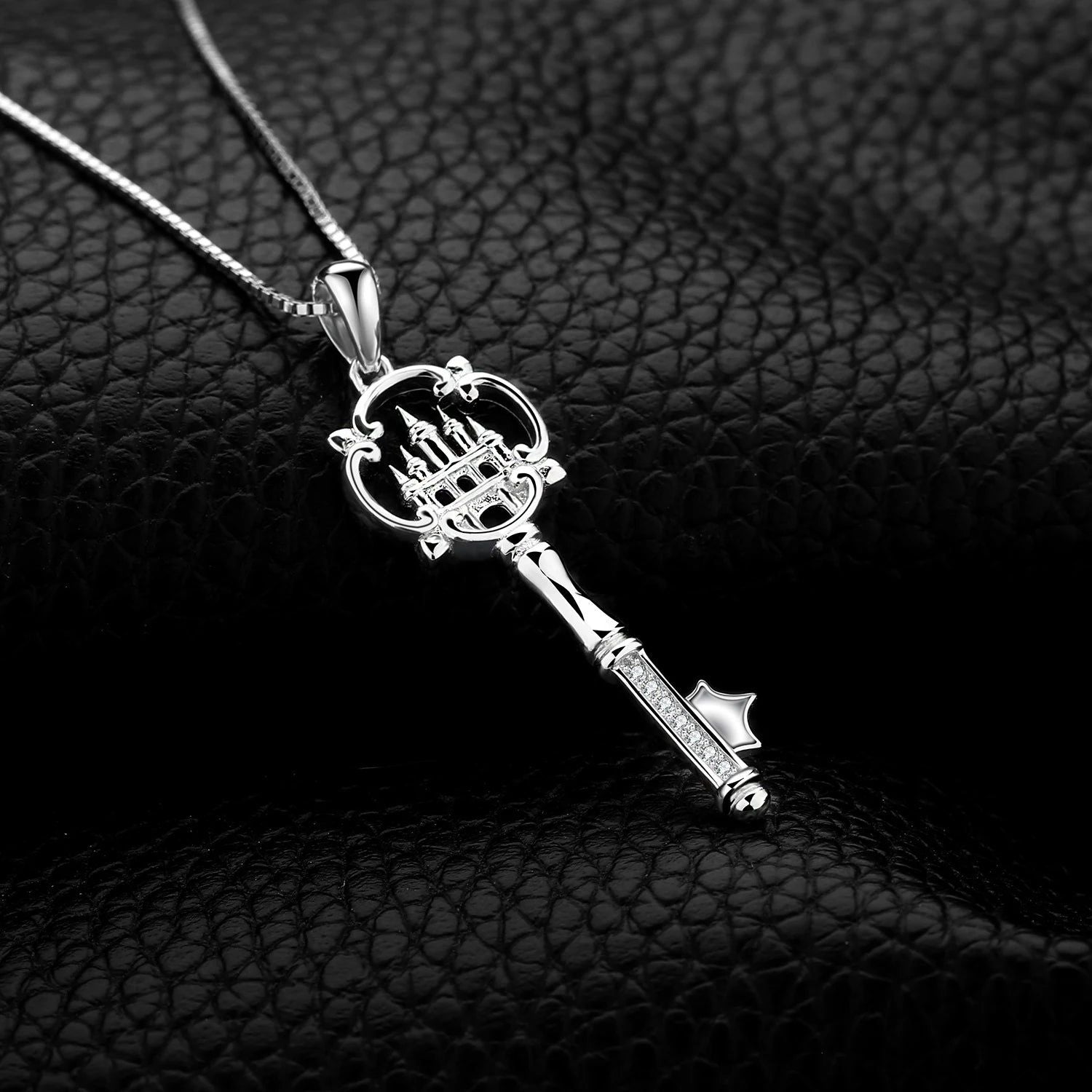 Crown Key Pendant in 925 Sterling Silver with AAA Cubic Zirconia - Pendant Only