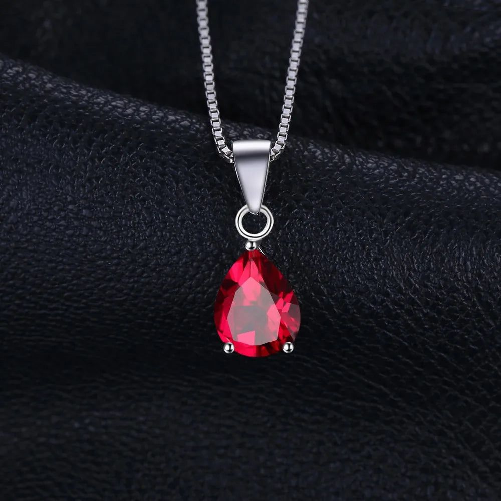 Sophisticated 2.2ct Pear Natural Garnet 925 Sterling Silver Pendant - Gemstone Choker (Pendant Only)