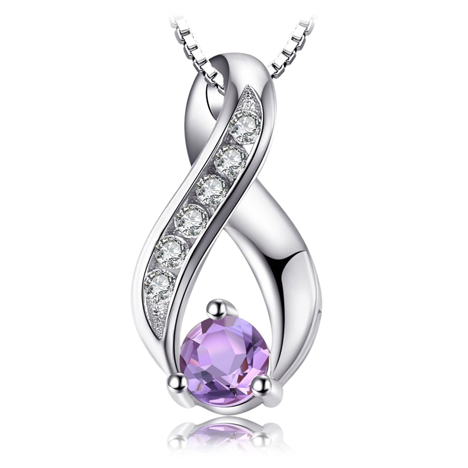 Infinity Amethyst Pendant in 925 Sterling Silver - No Chain Included