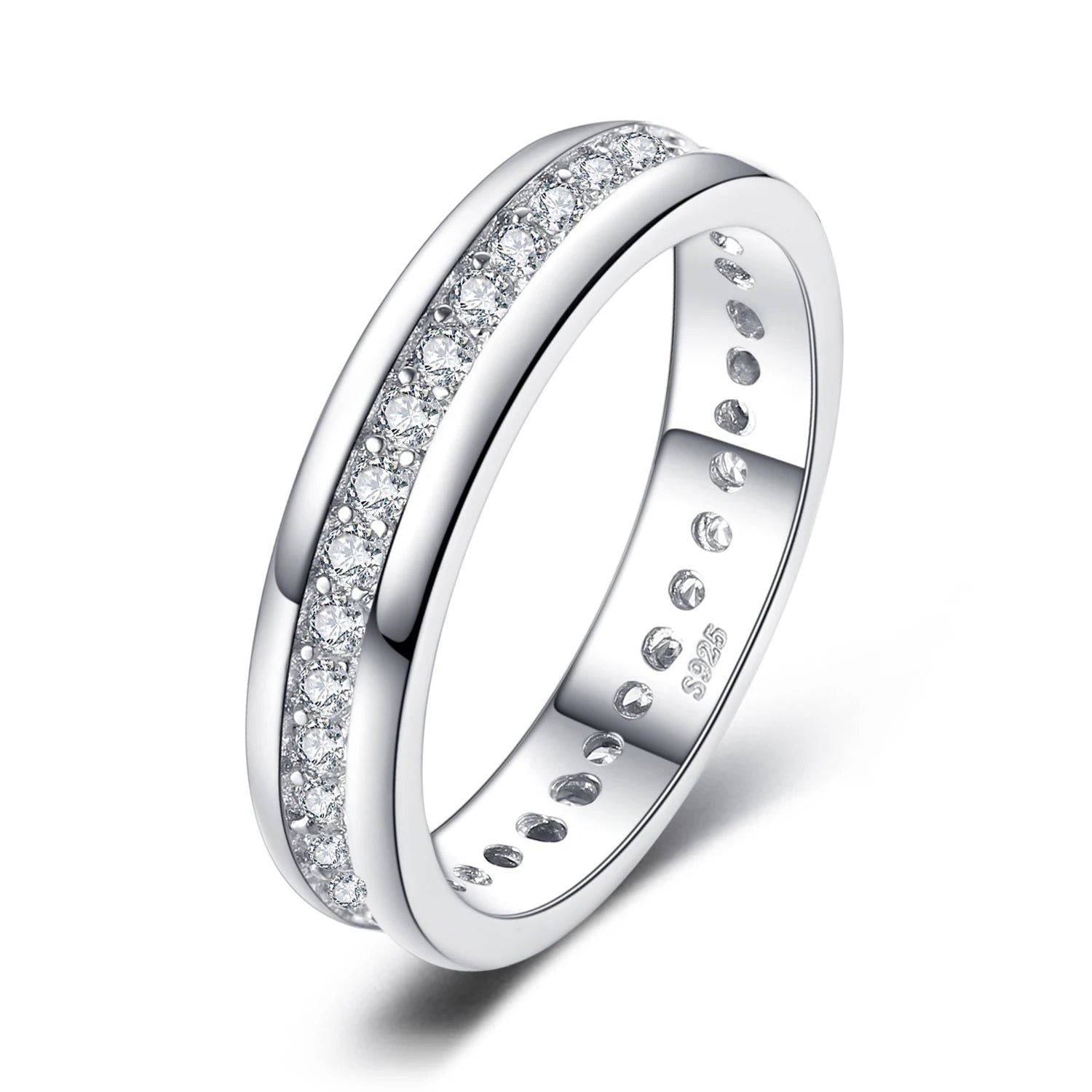 Sophisticated AAAAA CZ Simulated Diamond Band Ring in Solid 925 Sterling Silver - Luxury Jewelry Gift