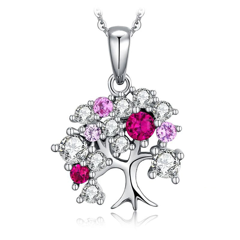 Life Tree Ruby Pendant in 925 Sterling Silver - Statement Gemstone Choker, Pendant Only