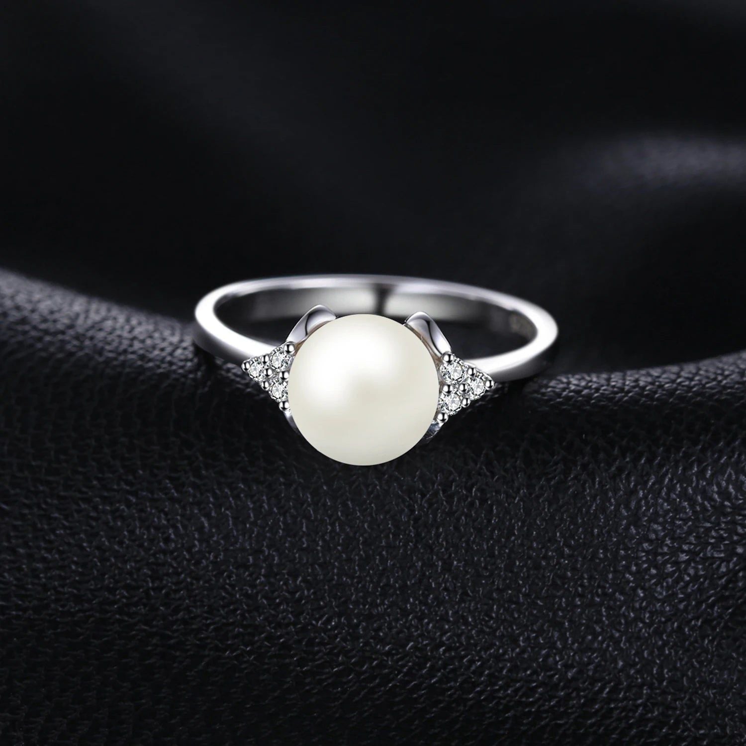 Elegant 8mm White Freshwater Pearl Ring in 925 Sterling Silver Fine Jewelry