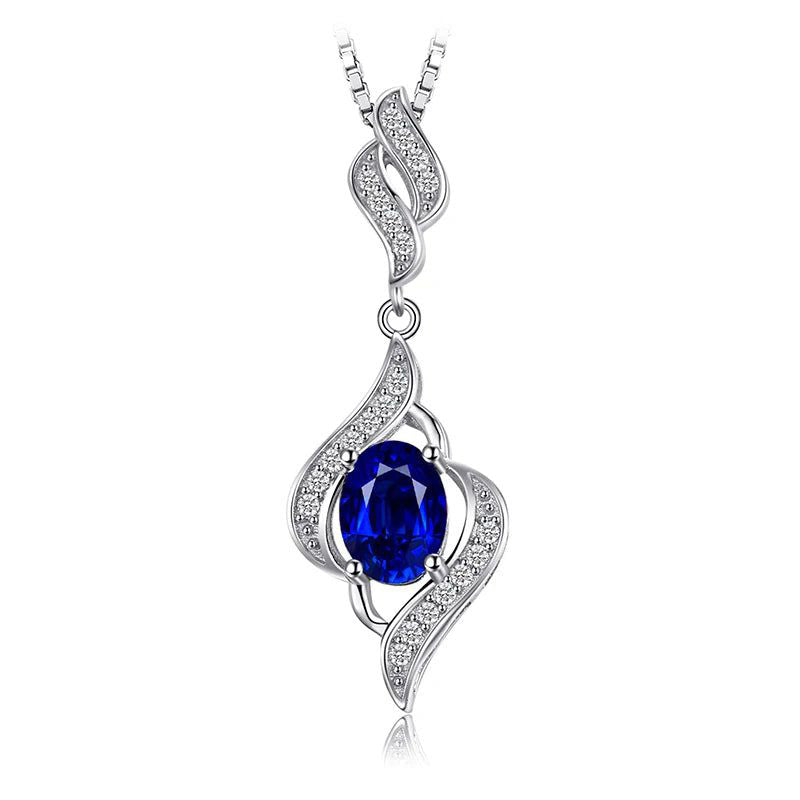 Elegant Blue Sapphire Pendant in 925 Sterling Silver – Pendant Only, No Chain