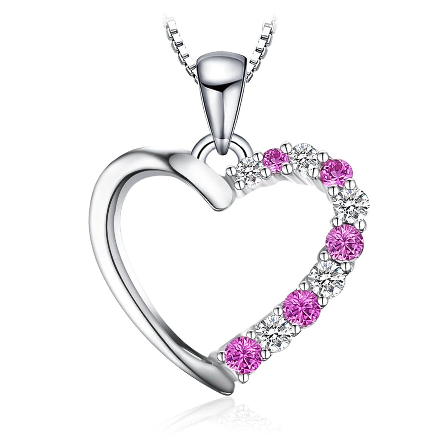 Heart-Shaped Pink Sapphire Pendant in 925 Sterling Silver - Yellow & Rose Gold Plated