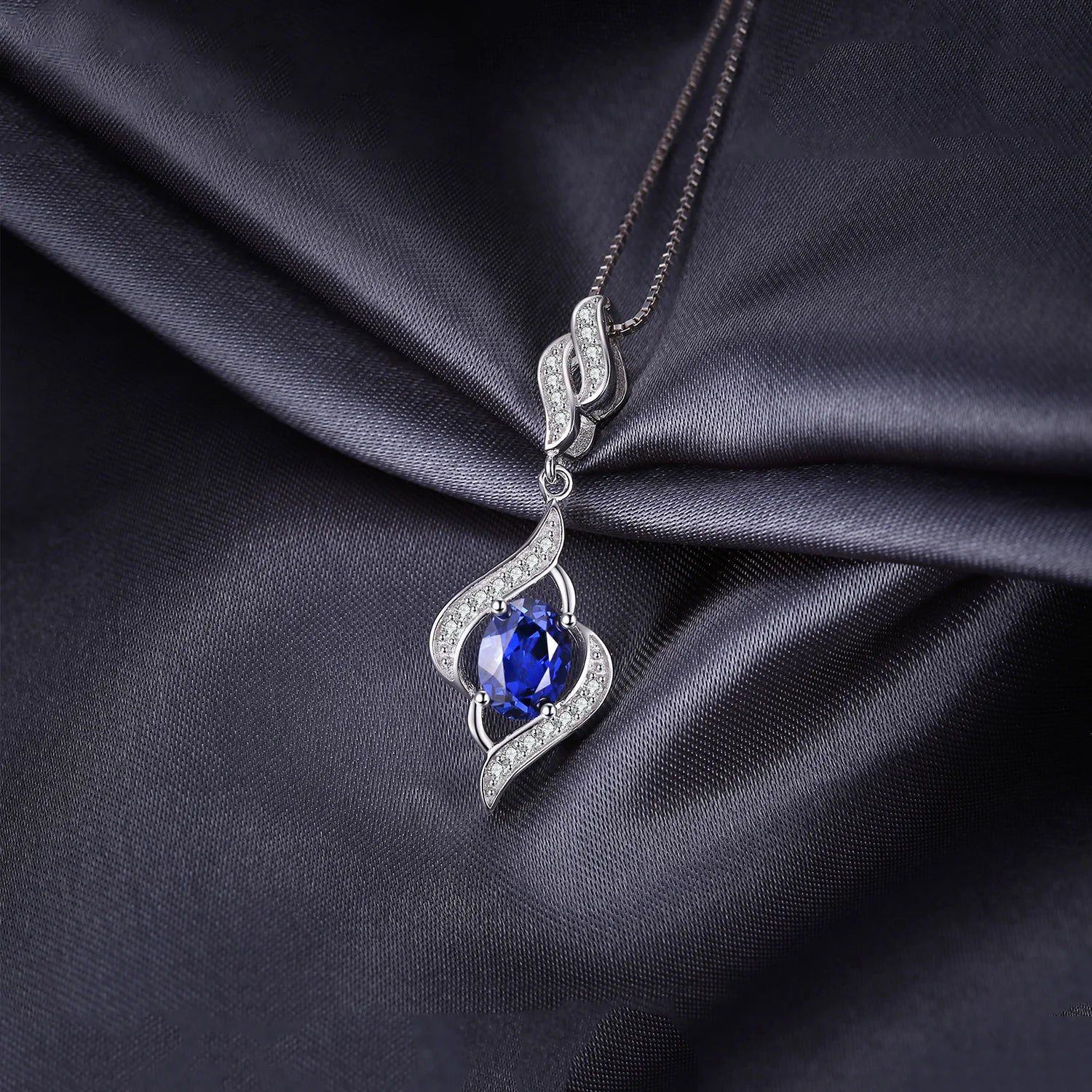 Elegant Blue Sapphire Pendant in 925 Sterling Silver – Pendant Only, No Chain