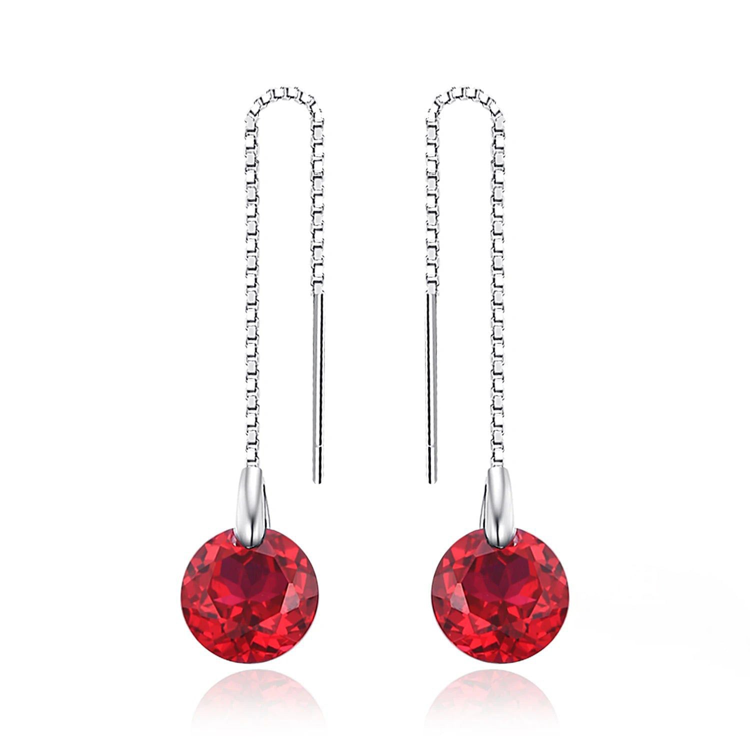 5.5ct Created Ruby & Sterling Silver Elegant Drop Earrings - New Collection