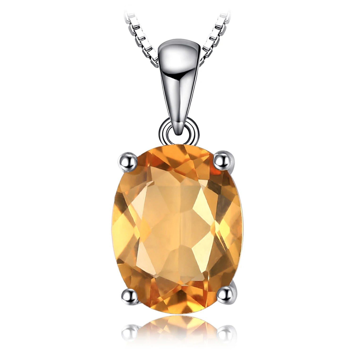 Elegant Oval Yellow Citrine Pendant in 925 Sterling Silver - Gemstone Pendant Only, No Chain Included