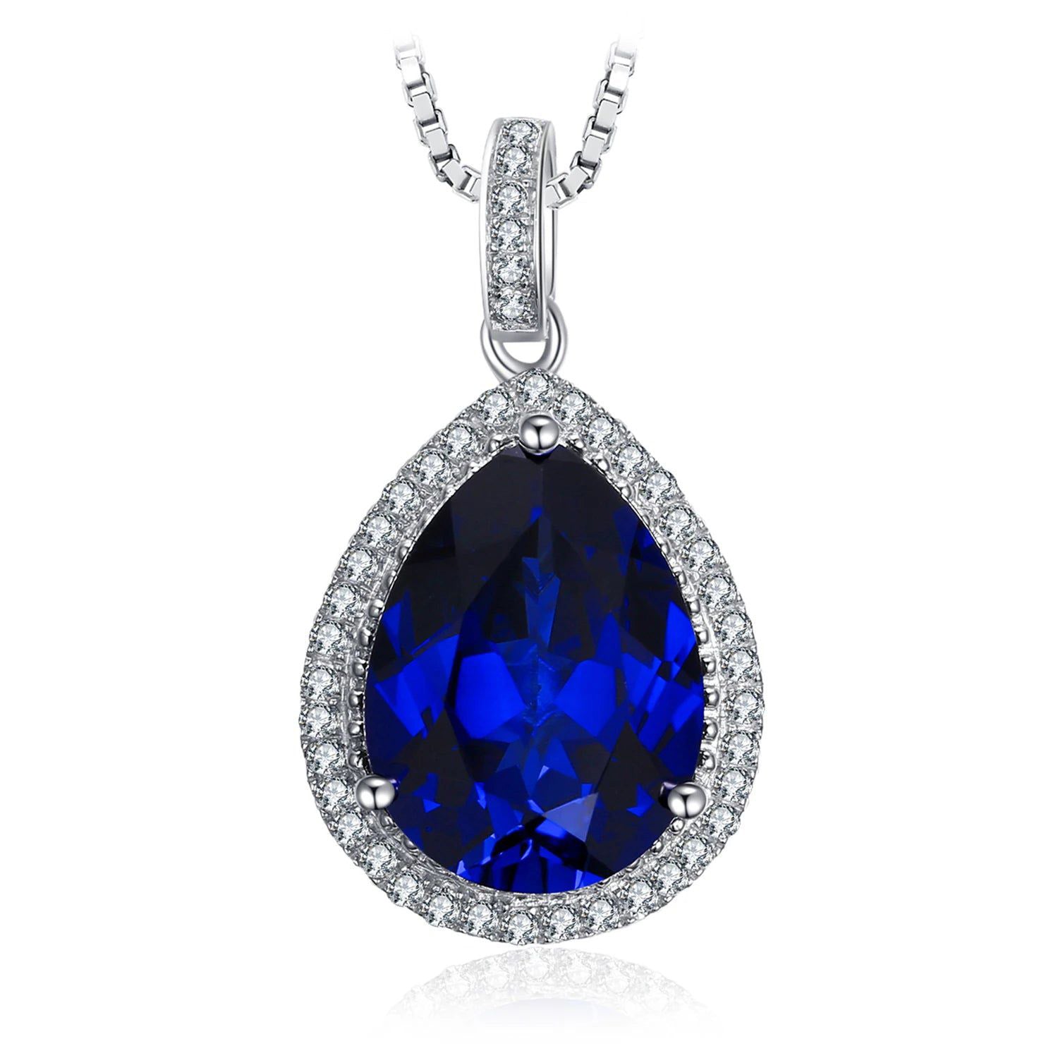 12ct Created Blue Sapphire Pendant in 925 Sterling Silver - Sophisticated Gemstone Choker (Chain Not Included)