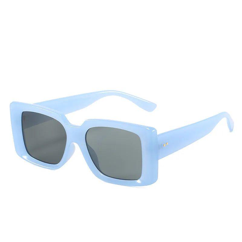 Retro Blue Gradient Square Sunglasses with UV400 Protection for Women