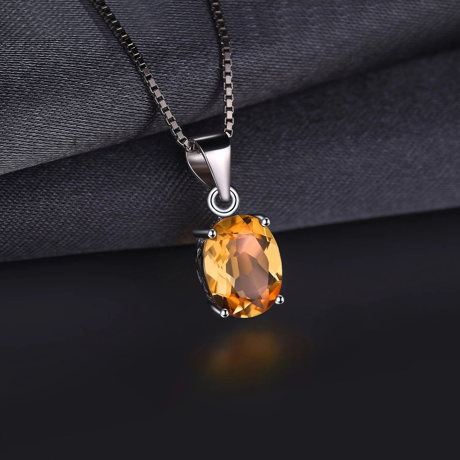 Elegant Oval Yellow Citrine Pendant in 925 Sterling Silver - Gemstone Pendant Only, No Chain Included