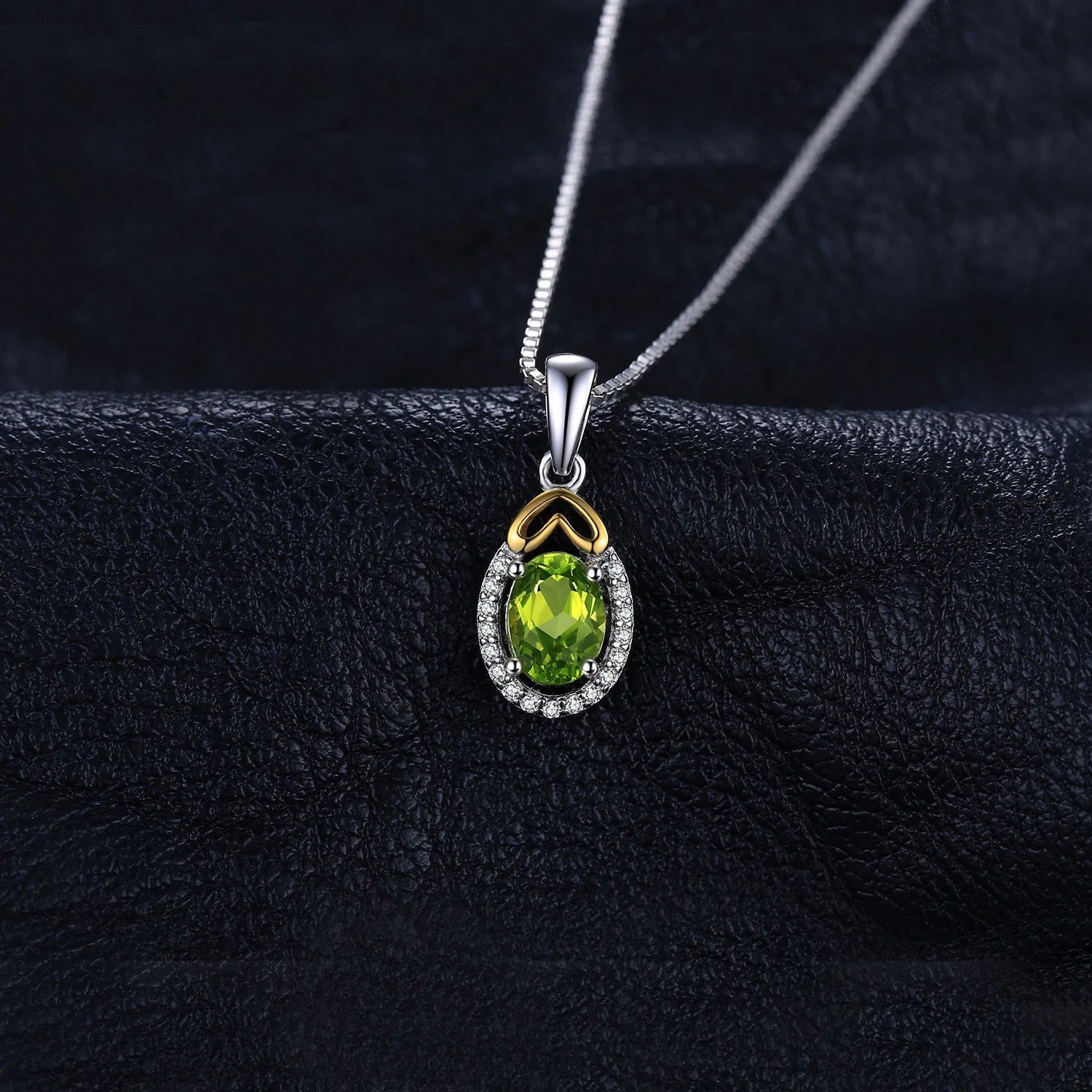 Natural Green Peridot Oval Cut Pendant in 925 Sterling Silver - Pendant Only, No Chain Included