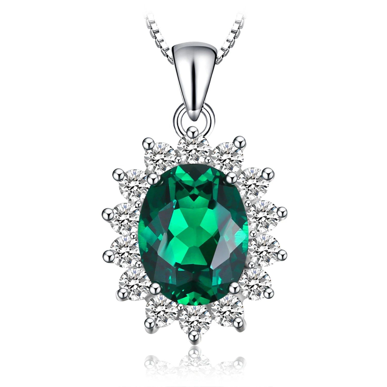 Princess Diana Inspired Simulated Emerald Pendant in 925 Sterling Silver - No Chain Included